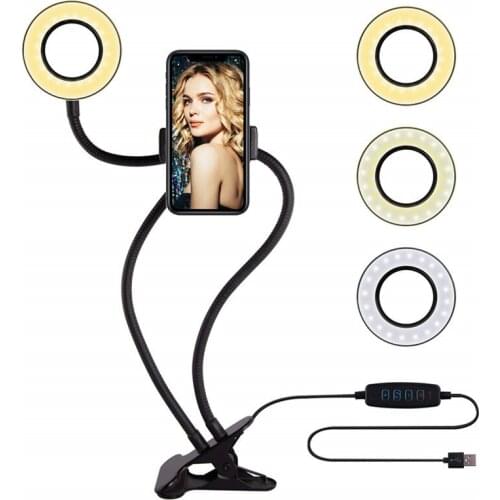 Photo Studio Selfie LED Ring Light with Cell Phone Mobile Holder for Youtube Live Stream Makeup Camera Lamp for iPhone Android