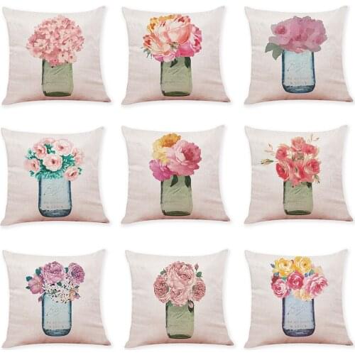 Cotton Linen 45*45CM Perfume Bottle Brands and Flowers Printed Sofa Decorative Cushion Covers Home Decorative Pillows Sofa/Car