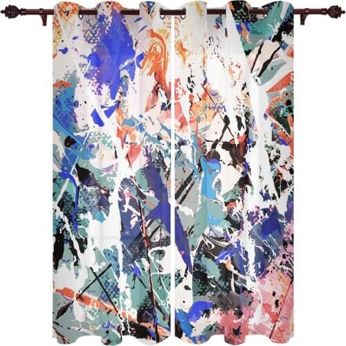 Oil Painting Graffiti Art Modern Curtains for Living Room Luxury Window Treatments Bedroom Kitchen Curtains Drapes