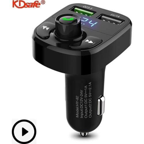 KDsafe Bluetooth New Multi-Functional Wireless Smart Kit LCD FM Transmitter Dual USB Car Charger 3.1A MP3 Music TF Card U Disk