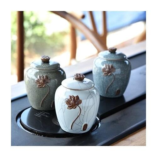 Ceramic Tea Cans Sealed Storage Tanks Pu'er Tea Packaging Boxes Chinese Tea Boxes Candy Cans Tea Storage Home Furnishings