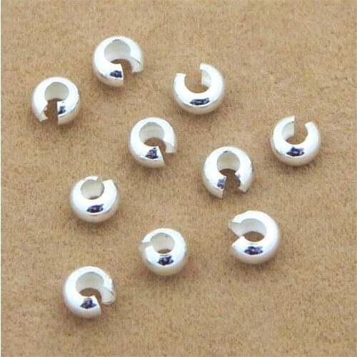 10pcs/lot 925 Silver Round Covers Crimp End Beads Dia 3 4 5 6 mm Stopper Spacer Beads For DIY Jewelry Making Findings