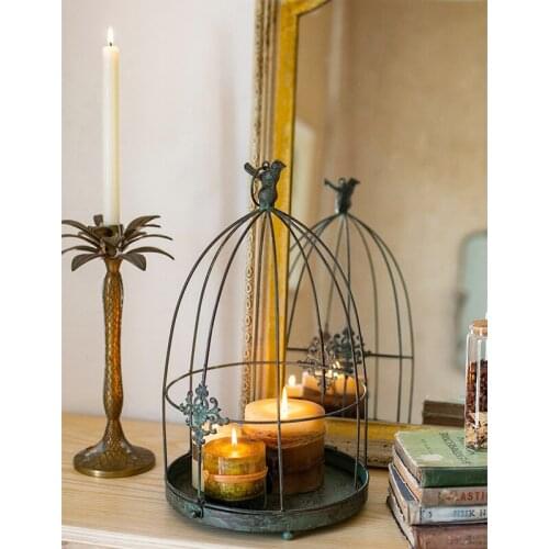 European retro Metal Bird Cage candle holder Table Garden Wedding Photography Props home decoration Candlestick
