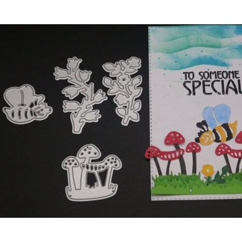 Bee Mushroom Frame Metal Cutting Dies Troqueladora Flowers Grass Stencil DIY Scrapbooking 2019 New Craft Stamps And Dies