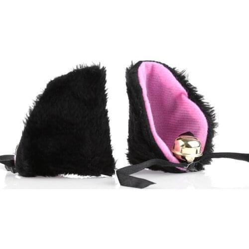 Sweet Cute Solid Color with Bell Cat Ears Hair Clip Cosplay Anime Costume Halloween Birthday Party Hair Band Headwear Accessory