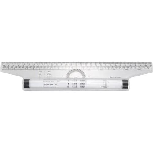 Multi-purpose Measuring Protractor Template Drawing Rolling Rule 30cm