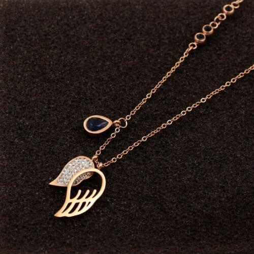 Flying Wings Rose Gold Choker Fashionmonger Personalized Super Flash Mud Diamond Short Necklace