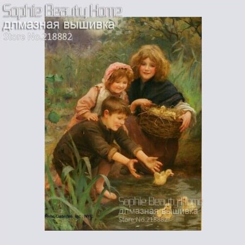 New Diamond mosaic diamond embroidery wall sticker Baby happy children with ducks diamonds cross stitch painting handwork kits