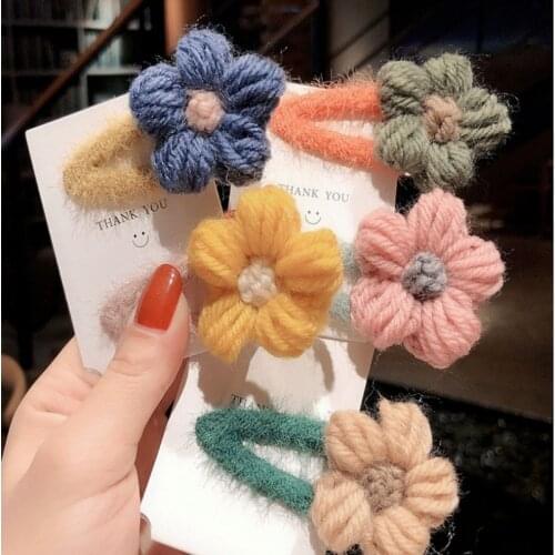 New Arrivals Hairpin Female South Korea Autumn New Plush Flowers BB Clip Hairpin Bangs Clip Head Rope Girl Side Clip