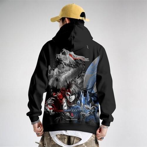 New Mens Hoodies Long Sleeve Sweatshirts Pullover Men Black Dragon Print Sweatshirts Casual Hoodie Sweatshirt