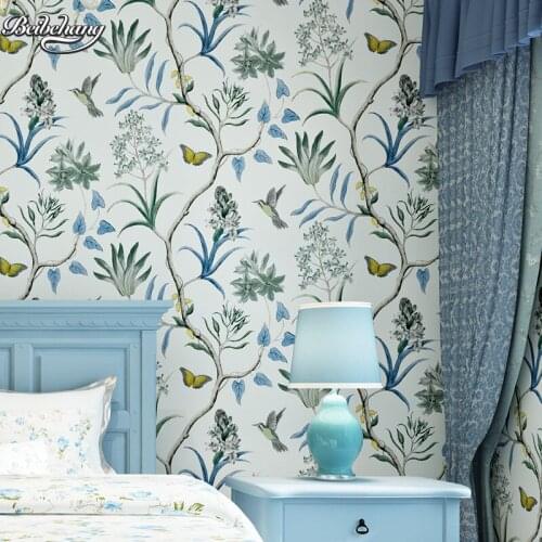 Beibehang American rural garden flowers and birds high - grade non - woven wallpaper bedroom living room hotel flowers wallpaper