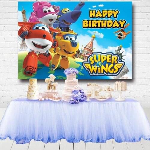 Super Wings Kids Birthday Custom Photo Background Baby Shower Backdrop Photography Studio Supplies Vinyl Polyester
