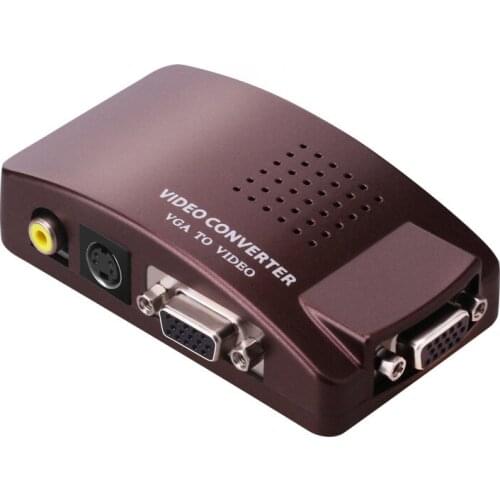 VGA Male to AV RCA Composite Audio Video S-Video Converter Adapter for DVD DVR VCR Laptop PC To TV Display Monitor Projector