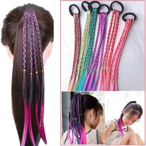 Braid Rope Hair Braider Wig Ponytail Gradient Elastic Hair Rope Rubber Bands Cute Cool Hair Styling Accessories for Girls Women