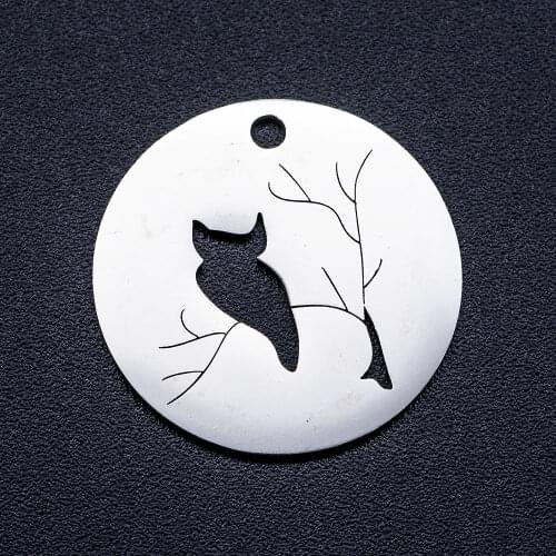 10pcs/lot Owl on the Tree DIY Jewelry Charms Wholesale 100% Stainless Steel Dropshipping Factory Direct Never Tarnish Pendants