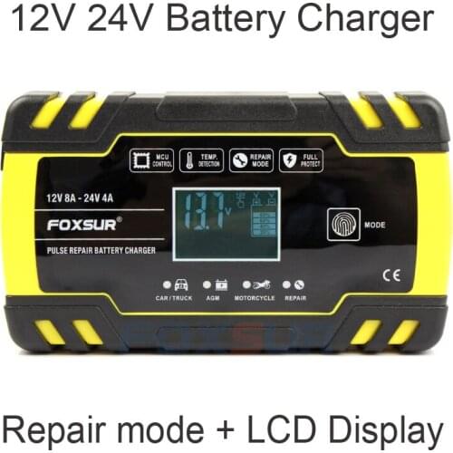 12V-24V 8A Full Automatic Battery-chargers Digital LCD Display Car Battery Chargers Power Puls Repair Chargers Wet Dry Lead Acid