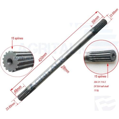 The half shaft of front axle with part number: 304.31.114-2, suitable for Dongfeng DF304 /DF354 tractor