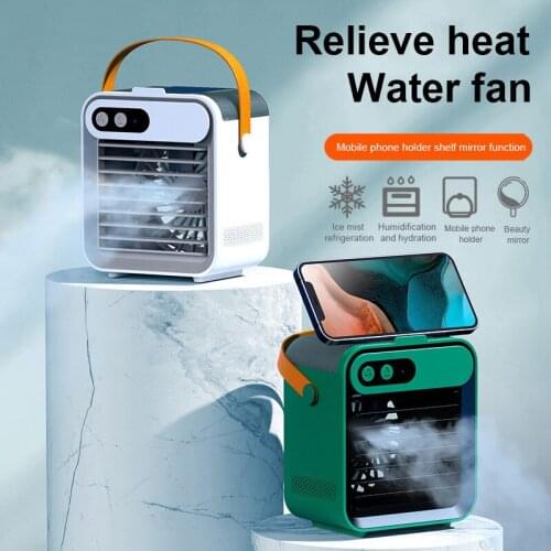 Portable USB Mini Water Cooling Fan Desktop Cooling Fan Lightweight Desktop Air Cooling Fan Air Humidifier Mirror Bracket