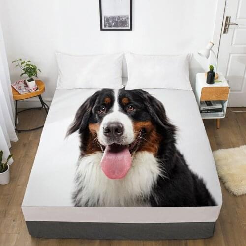 Luxury Elastic fitted sheet bed sheet With An Elastic Band Mattress Cover Customizable size Bed cover for home animal Dog tongue