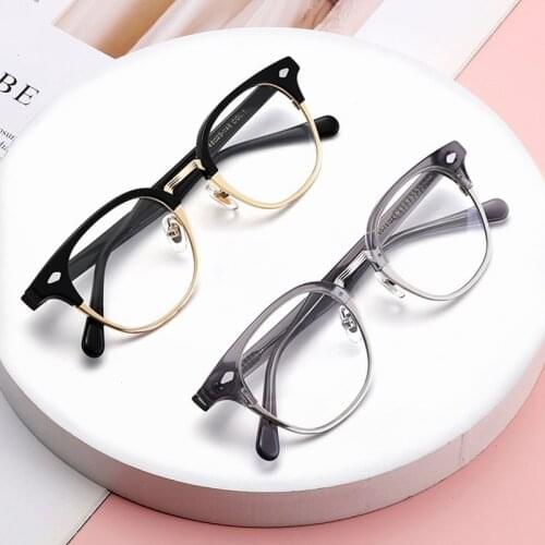 Handmade Glasses Frame Classic Square Acetate Frame For Men Women Semi Rimless Eyeglasses Optical Prescription Reading Eyewear