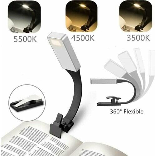 LED Book Reading Light USB Rechargeable Books Night Lamp Flexible Clip Adjustable Brightness Color Temperature Reading Lamp #40