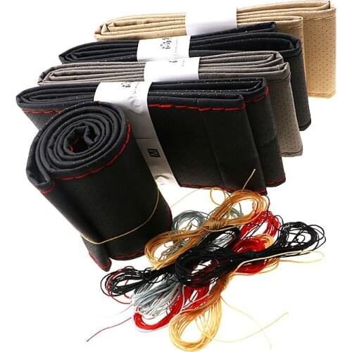 Artificial Leather Car Steering Wheel Woven Cover Sewing Kit for Porsche 911 918/Cayenne/Macan/Macan S/Panamera/Cayman/Carrera