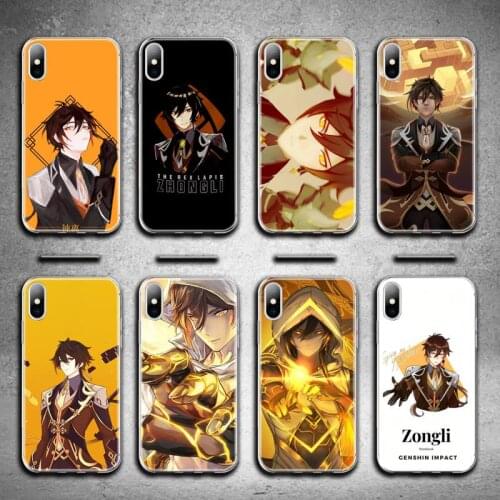 Zhongli Genshin Impact Phone Case For iphone 12 11 Pro Max Mini XS Max 8 7 6 6S Plus X 5S SE 2020 XR Silicone Soft cover