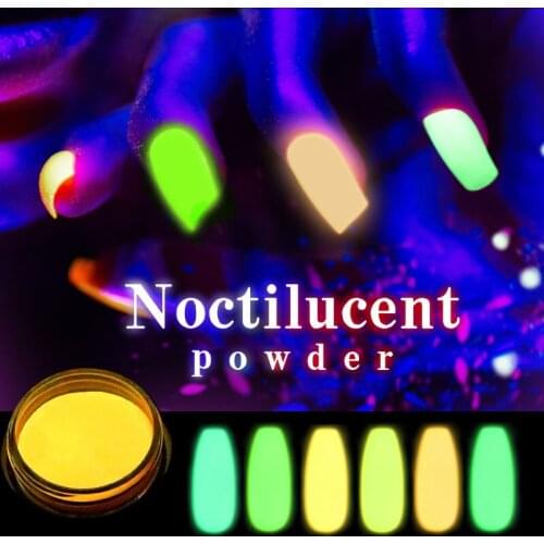 12 Colors Ultrafine Fluorescent Nail Powder Neon Phosphor Glitter Powders Glow In the Dark Nail Art Pigment Luminous Dust Decor