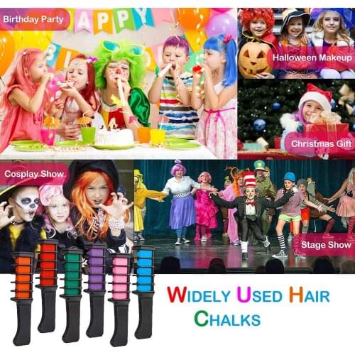 Temporary Hair Color Chalk Combs Kit Girls Party Cosplay Halloween Hair Salon Dyeing EF