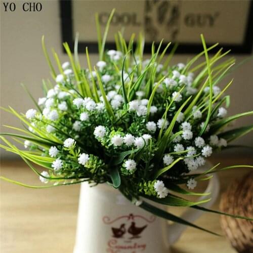 YO CHO Artificial Plants 30 heads Plastic star grass bouquet flowers artificial for decor rose outdoor christmas decoration