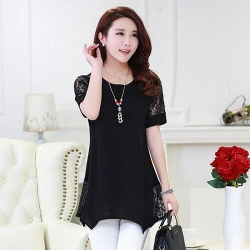 2020 New Summer Middle Aaged Women O-neck Design Flower Print Elastic Blouse Tops Female Fashion Plus Size 4xl Shirt W22