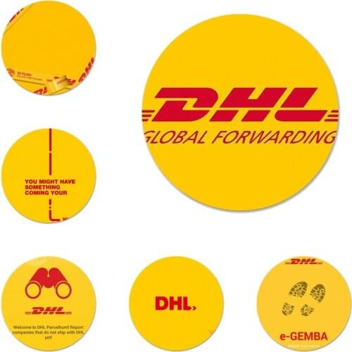 Logo DHL Icons Pins Badge Decoration Brooches Metal Badges For Clothes Backpack Decoration 58mm