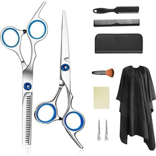 10 PCS/Set Professional Hair Cutting Scissors Set Hairdressing Scissors Kit Comb Hair Cap Hair Cutting Scissors Thinning Shears