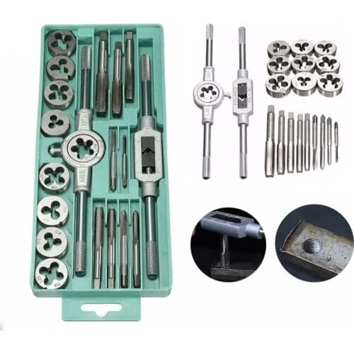 Hand Tools Die Set Screw Taps Thread Plugs Alloy Steel And 1/16-1/2 Inch 20pcs Tap Metric Use Silver Titanium Plated & 20