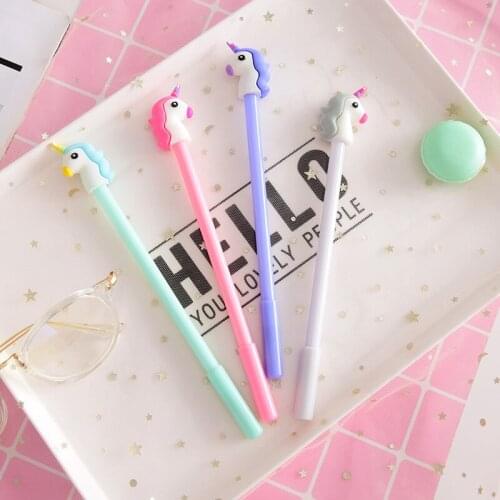 24 Pcs Heart Cartoon Unicorn Neutral Pen Student Signature Writing Exam Pen Office Black Kawaii School Supplies