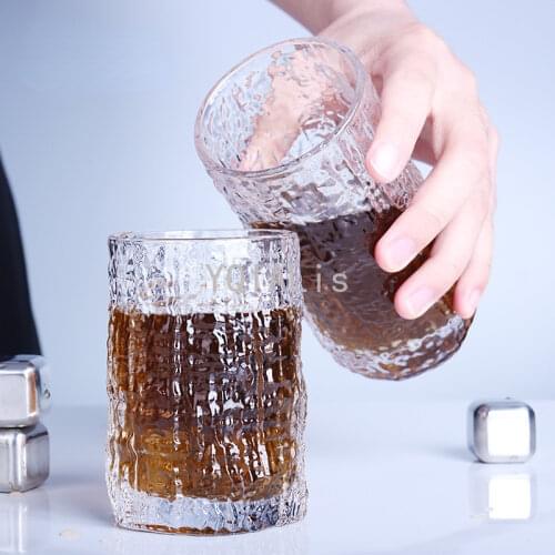 300-400Ml Korean Ins Bark Exterior Design Cocktail Cup Tree Grain Cool Drinks Cup Ice Coffee Juice Cup Vodka Soda Wine Glass