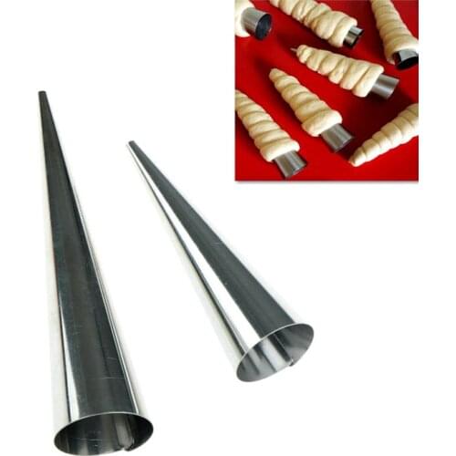 5 pcs High Quality Conical Tube Cone Roll Moulds Stainless Steel Spiral Croissants Molds Cream Horn Cake Baking Bread Mold