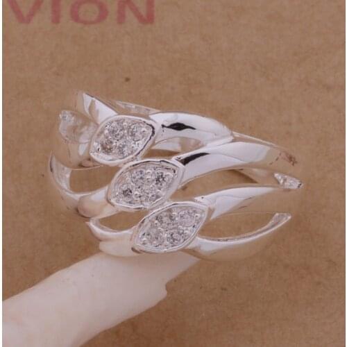 AR166 Hot sterling ring, fashion jewelry, Three line crystal Mosaic /ajjajaqa akdajbka silver color