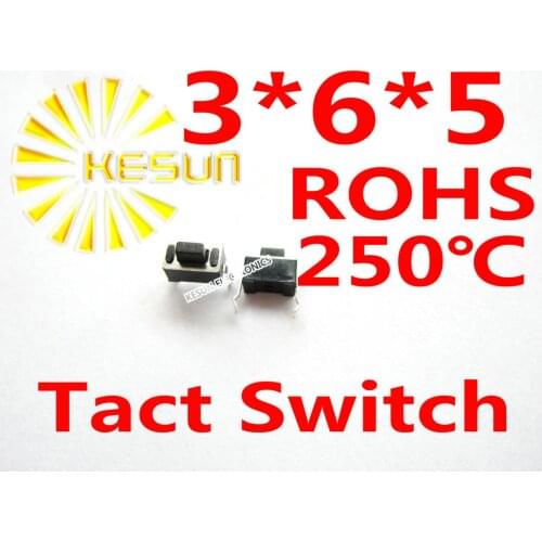 FREE SHIPPING 100PCS DIP 3X6X5MM Black Tactile Tact Push Button Micro Switch Momentary ROHS