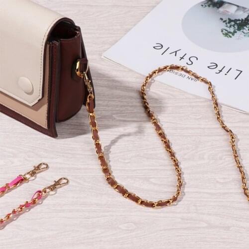 1.2m Adjustable Handbag Chain Metal PU Leather Fashion Shoulder Bag aiguillette Strap Replacement for Purse Handbag Gift