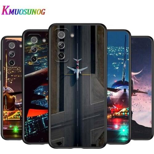 Aircraft plane airplane for Samsung Galaxy S21 Ultra Plus Note 20 10 9 8 S10 S9 S8 S7 S6 Edge Plus Black Phone Case
