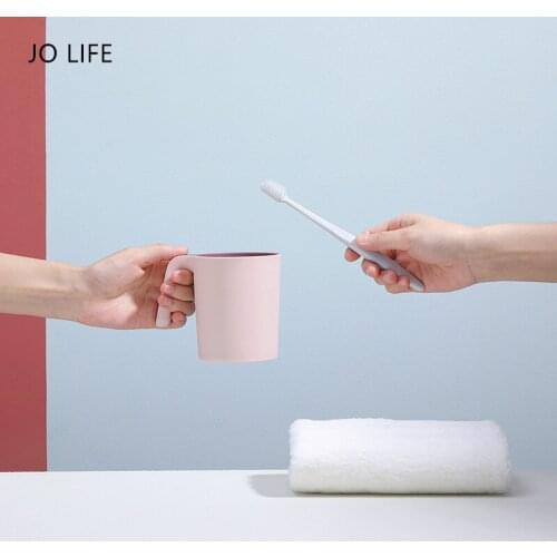 JO LIFE Bathroom Portable Anti Slip Tooth Cup Nordic Style Toothbrush Toothpaste Holder With Handle