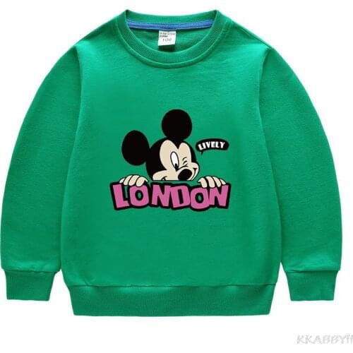 Disney Mickey Cotton Long Sleeve Toddler Kids Sweatshirts Cartoon Print Children Clothes Boys Girls Pullover