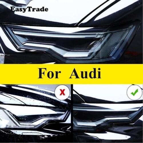 For Audi A4 B8 Q5 Q7 Q3 A3 A5 TPU Transparent Black Film Car Headlight Protective Film Anti-scratch Sticker Car Styling 2 Pcs