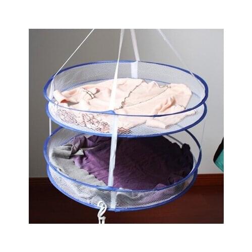 Home dryer Sweater Cloth Net Dry Rack Mesh Hanger Double Layer Underwear Drying Rack Folding Hanging Clothes Laundry Basket 60CM