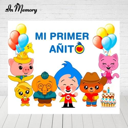 InMemory Cartoon Plim Plim Theme Backdrops For Photography Mi Primer Añito Boys Birthday Party Backgrounds Custom Photocall