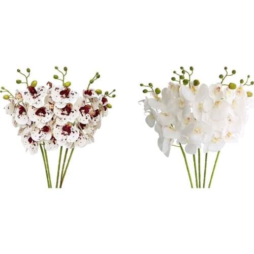 5 Pcs Artificial Butterfly Orchid Flower Fake Flowers Plant Home Wedding Decoration