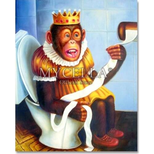 Full Square Drill 5D DIY Diamond Painting "Monkey On Toilet" 3D Embroidery Cross Stitch Mosaic Rhinestone Home Decor Gift
