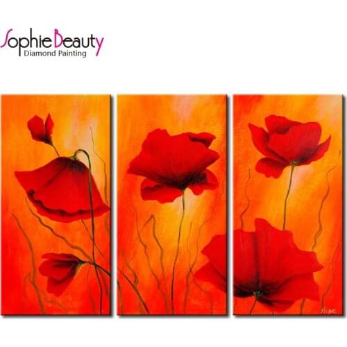Sophie Beauty Diy Diamond Painting Cross Stitch Full Round Embroidery Diamond Mosaic Red Flower Lily Multi pictures Home Art Kit