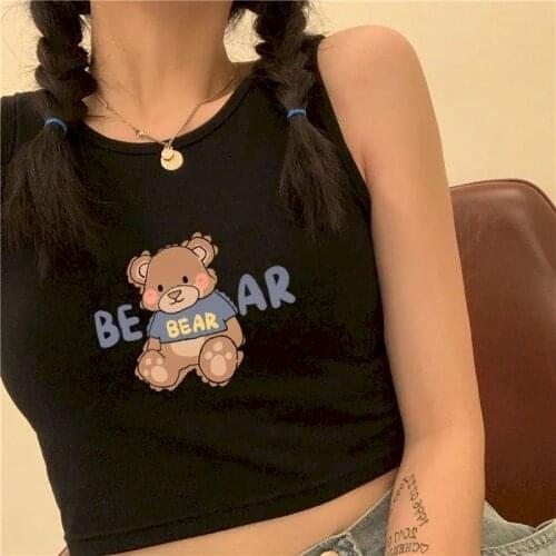 Kawaii womens tube top tank vest bottoming underwear women cute prints slim short cropped clothes Korean summer corset tops